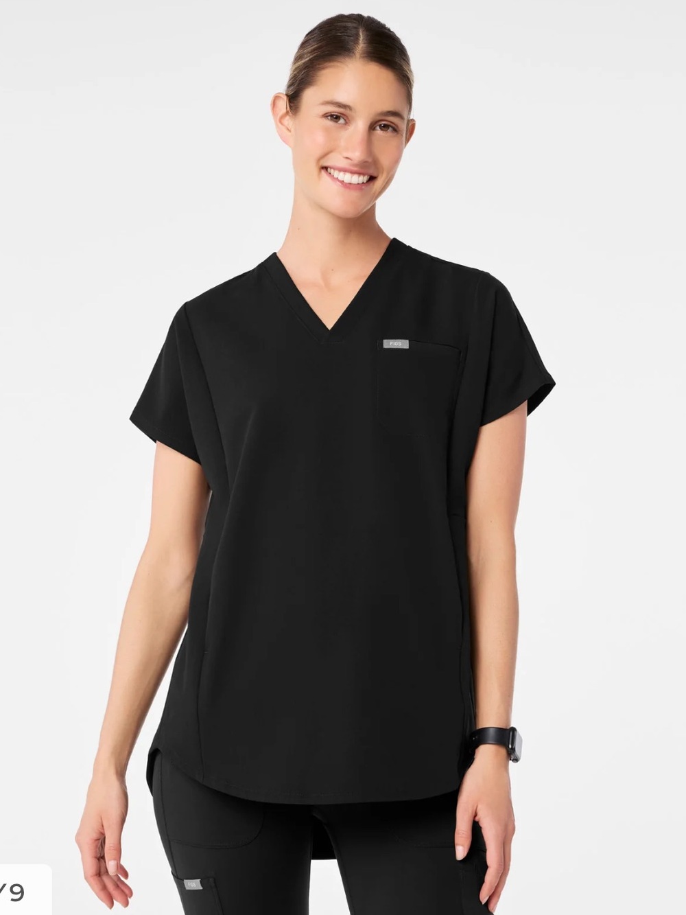 Figs Black Limited Edition V-Neck Tunic Scrub Top and black relaxed joggers